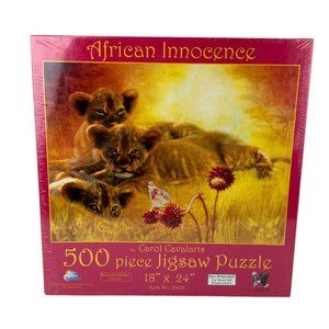 SunsOut 500 piece Jigsaw Puzzle, African Innocence NEW SEALED Gift 18x24 Lions